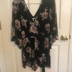 floral plunge neckline romper